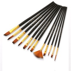 Sturdy Construction Paint Brush Set 12Pcs for Oil Acrylic Painting Watercolor