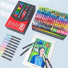 Guangna 240 Acrylic Paint Markers, Brush 1 Count (Pack of 240), 240 Colors