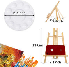 240 PCS Professional Painting Set with 20 PCS Wood Easels,20 Packs of 200 Brushe