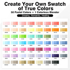 Pastel Alcohol Markers Brush Tip – 51 Brush & Fine Dual Tip Art Markers for Arti