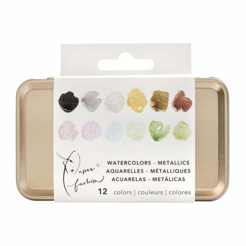 Paper Fashion Metallic Watercolors Paint Set 12 Colors