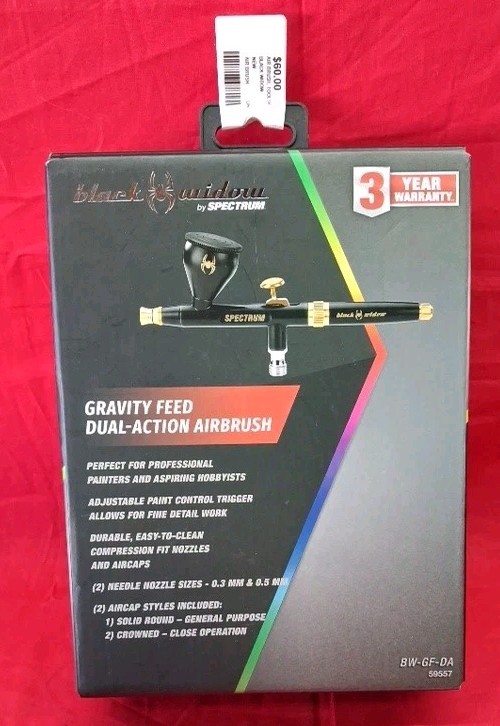 BLACK WIDOW Gravity-Feed, Dual-Action Airbrush #59557 Read DESCRIPTION Fully