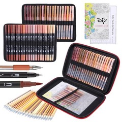 80 Pack Skin Tone Drawing Pen Set – 20 Double Tip Brush & Gel Pens + 40 Refills