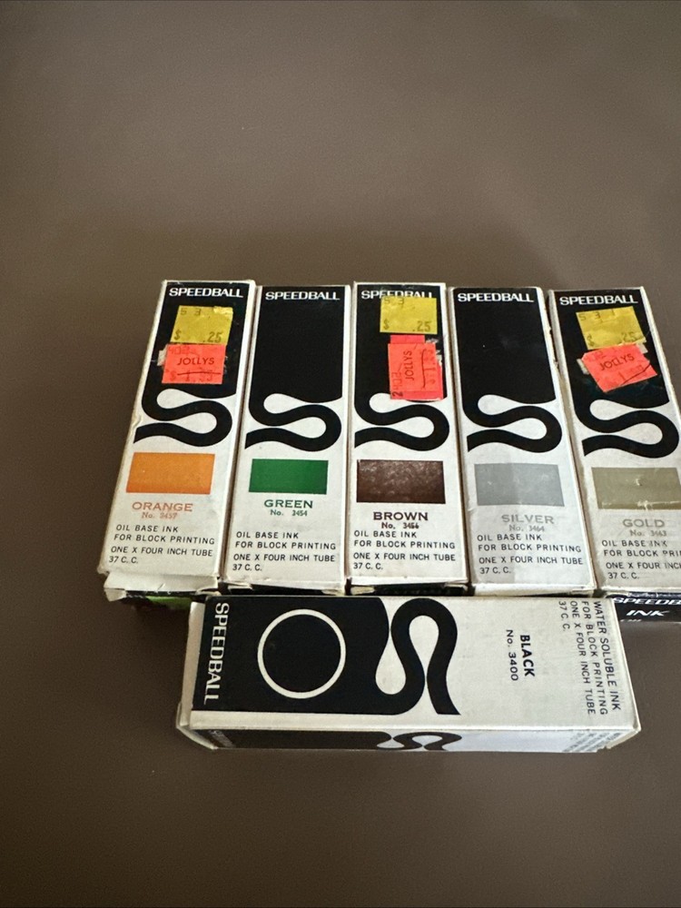 VTG Speedball Oil-based Ink 5 Colors Block Printing + Black Water Soluble