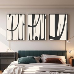 VARUFLY Black and White Abstract Wall Art for Living Room, Framed Canvas Pict…