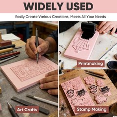 12Pcs Linoleum Blocks for Printmaking – 4″x6″ Premium Rubber Stamps, Printmak…