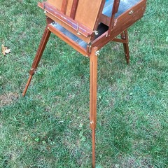 3 Leg Trident El Greco French Easel Sketch Box. Mahogany Artists Painting Tripod