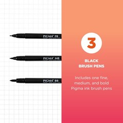 SAKURA Pigma Professional Brush Pens – Archival 1 Count (Pack of 3), Black