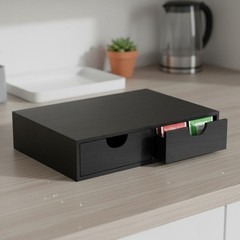 Wooden Coffee Capsule Box Desktop Organization Double Drawer Capsule Holder