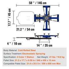 VEVOR Screen Printing Machine, 4 Color 1 Station 360° 4 1