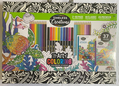 Timeless Creations 37-Piece Art Coloring Studio with Case Pencils Markers Books