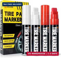 Tire Marker White Red – 4 Pack Paint Pens for Car Tires Lettering, Premium Profe