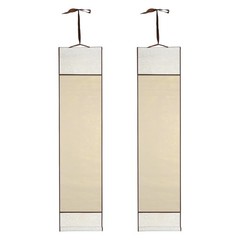 37.4″ x 8.7″ 2 Pcs Blank Hanging Scroll Paper Wood Rod, Dark Beige