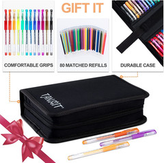 TANMIT Glitter Gel Pens, 160 Pack Glitter Pen with Case for Adults Coloring Book