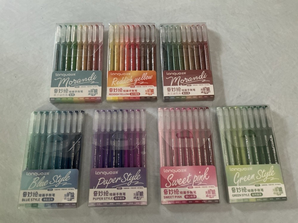 (7) Sets Of Languo Brand Gel Pens 9 Pens Each Set Drawing, Coloring, Lettering