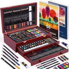 175 Piece Deluxe Art Set with 2 Drawing Pads, Acrylic Paints,Crayons,Colored Set