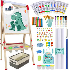 Easel for Kids,Adjustable Wooden Art Easel for Kids,114+ Art Supplies,Double Sid