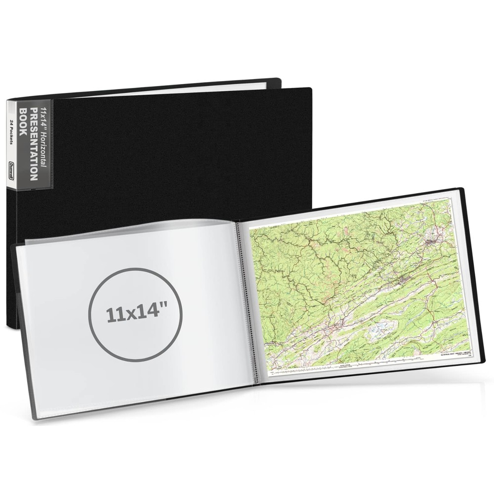 Dunwell 11×14 Portfolio Binder Black, Horizontal, Presentation Book with 24 P…