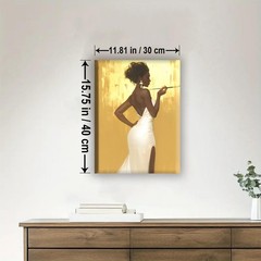 Black Woman Gold Leaf Canvas DIY Paint by Numbers Kit Home Decor 16×12 in