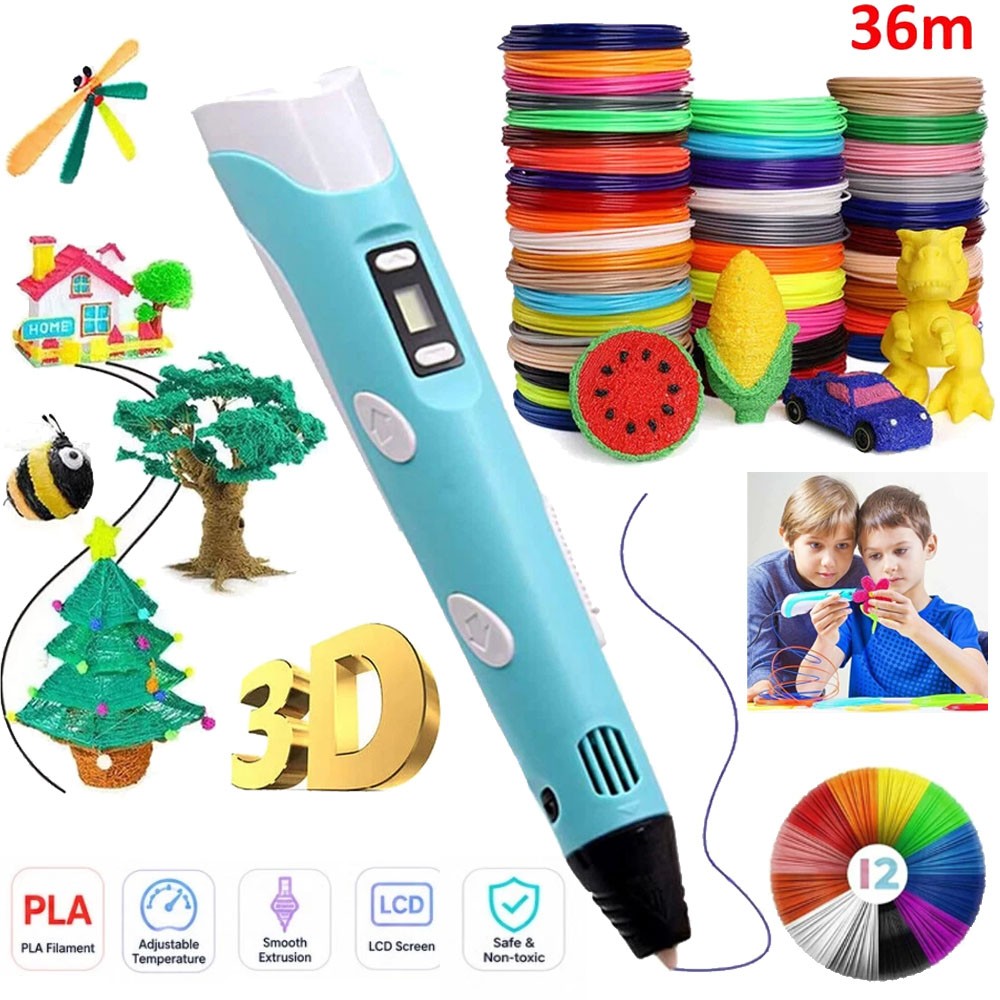 For Kid 3D Printing Pen Set with PLA Filament USB 3D Pen Creative Art Toy Gift