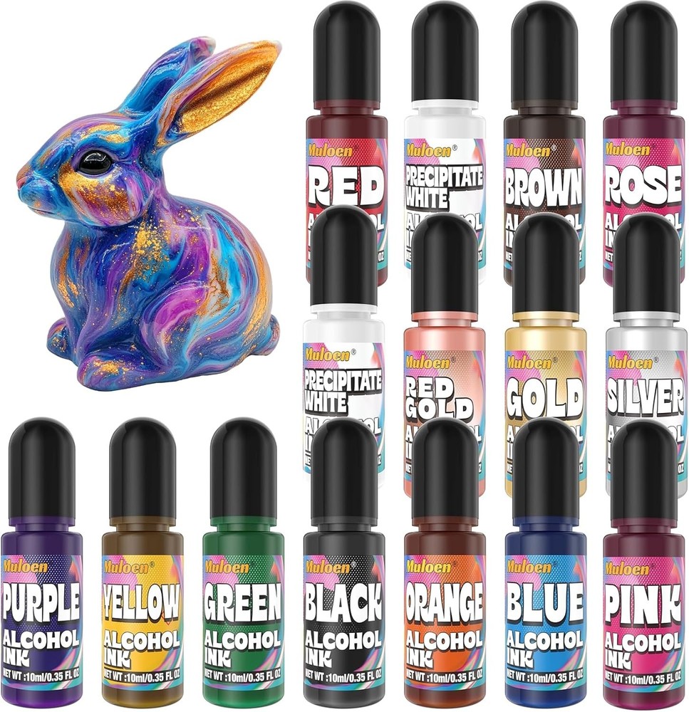 Alcohol Ink Set,15 Colors Alcohol Inks for Resin,Highly Concentrated Alcohol Bas