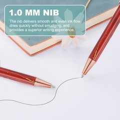 4 Pcs Metal Ballpoint Pens, Marble Retractable Black Ink Pen, Dark Red Casing