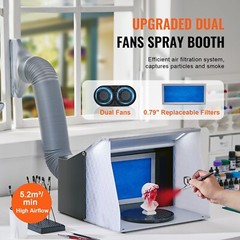 Portable Airbrush Spray Booth with Dual Fans and LED Lighting