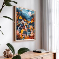 SKRYUIE Hut Paint by Numbers Kit for Adults, Village 16×20 inches, Colorful