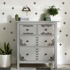 INFUNLY 4PCS Corner Stencils for Painting Vintage Flower