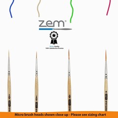 ZEM Brush Golden Synthetic Sizes 20/0, 10/0, 5/0, 0, Natural With Black Tip