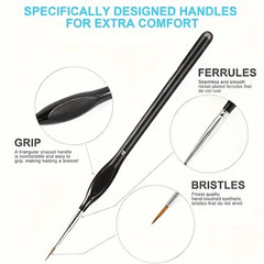Professional Detail Brush Set – 3/6Pcs Fine Nylon Tip for Acrylic Painting & Min