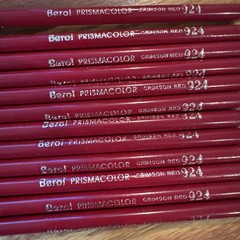 Vintage 12 BEROL PRISMACOLOR Art Pencils 924 Crimson Red NOS Thick Lead