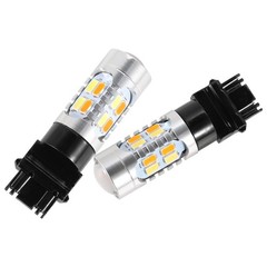2 Pcs T25 3157 800LM Turn Signal Parking DRL LED Light Bulbs w/ LED Load Decoder