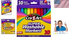 10 Count Washable Markers – Smooth Grip, Non-Toxic for Classroom Creativity