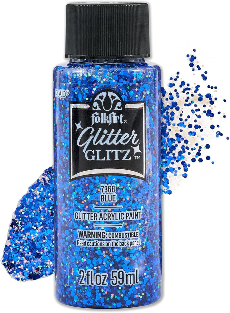 Glitter Glitz Acrylic Craft Paint, Blue, 2 Fl Oz