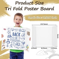 4 Pcs Small Trifold Poster Board, 21.5 x 14 inches X 14 inches, 4 Count