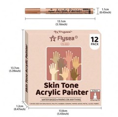 Flysea Skin Tone Acrylic Paint Markers Set – 12 Pack Water-Based Extra Fine Tip