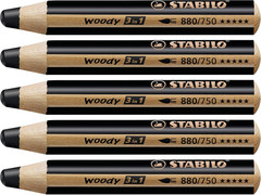 Multi-Talented Pencil – woody 3 in 1 – Pack of 5 – Black