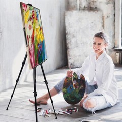 66″ Black Foldable Metal Easel Stand Adjustable Tripod for Art Wedding Display