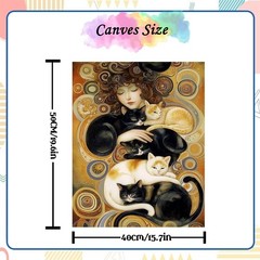 Jiqinsiye Woman Paint by Numbers Kit for Adults,Cats DIY Painting Cat Girl