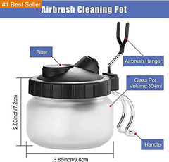 4 SET Airbrush Cleaning Kit Repair Tools Needle Nozzle Brush Glass Cleaning Pot