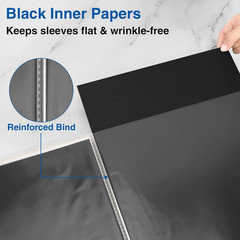 Art Portfolios 11″x17″, Large Portfolio Folder with 30 Pockets & Black Inner She
