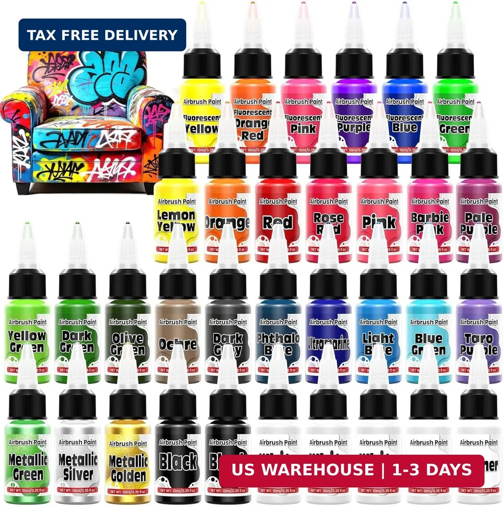 Airbrush Paint – 33 Colors Acrylic Air Brush Painting, Ready to Spray Airbrush M