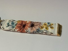 Handmade Floral Clay Paintbrush Rest w/ Green End Cap Hand painted decorative