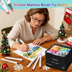 Alcohol Markers Brush Tip, 121 Colors Dual Tip Brush Markers Set, Art Supplie…