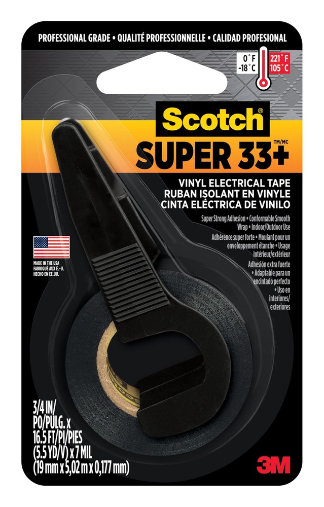 Scotch Super 33+ Vinyl Electrical Tape, 3/4-in by 200-in, Black, 1-Roll