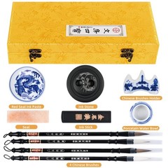 Chinese Calligraphy Set 10pcs Brush Pen Ink Stone Sumi Painting Kit for Beginner