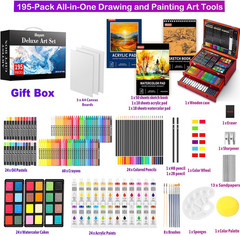 Art Supplies, 195 Pack Art Set Drawing Kit for Adult, Arts and Crafts Painting K