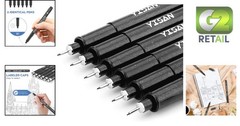 Elegant Ultra Fine Point Pens with Storage Case – 6 Pack Black Markers (0.25mm)