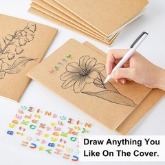 feela 8 Pack Unlined Kraft Paper Notebooks, Blank Journal Brown 8